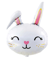 Kit de 2 ballons métalliques en forme de lapin de dessin animé 70 cm - Décorations de fête de Pâques pour enfants, couleurs noir, rose, or