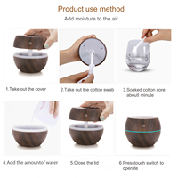 Échantillon gratuit chaud vendeur humidificateur de grain de bois humidificateur d'air à ultrasons led mini humidificateur humidificateurs d'aromathérapie pour la maison wi