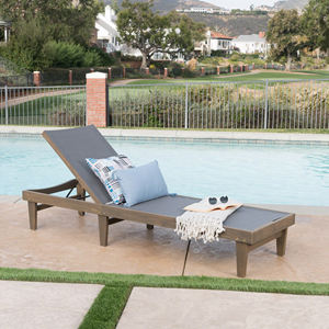 Sillón Reclinable Moderno de Madera de Acacia Gris Oscuro OE HOME con Función de Inclinación - Silla de Jardín Portátil para Exteriores - Product Image 1
