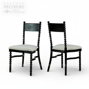 Chaise de salle à manger classique en bois massif, finition dorée, chaise de banquet de mariage - Product Image 1