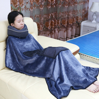 Oreiller cou en forme de U, 4 en 1, bon marché, Kit de sommeil et de voyage, masque oculaire, prise d'oreille, couverture en flanelle, bon marché