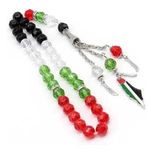 Cuentas de Palestina al por Mayor, 33 Piezas, Color Rojo, Verde, Blanco y Negro, para Regalo - Product Image 3