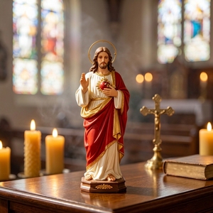Décoration religieuse en résine Vierge <span class=keywords><strong>Marie</strong></span> et Père Saint, style Noël, pour la maison, pleine d'amour - Product Image 4