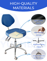 Tabouret ergonomique pour assistant dentaire avec dossier, chaise de dentiste/médecin pivotante réglable en hauteur pour clinique