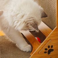 Griffoir pour chat en forme de L en carton ondulé avec balle