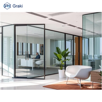 Cloison de séparation en verre pour bureau commercial, design moderne, cadre en aluminium, insonorisation 45 dB, écologique, installation rapide, école