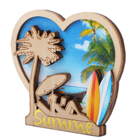 Aimants de réfrigérateur 3D en bois MDF personnalisés par le fabricant, motif tortue animale, île, mer, plage, souvenir en bois