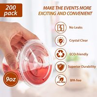EaMasy Lot de 100 gobelets jetables en plastique transparent de 9 oz, résistants aux fuites, avec couvercles plats pour crème glacée, boissons froides, desserts aux fruits