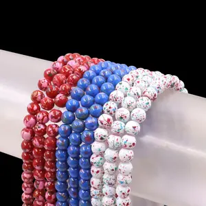Perline di vetro rotonde Cloisonne turchesi di Design in stile cinese da 6mm per indumento per collana