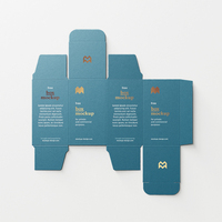 Cajas de papel revestido ecológicas rectangulares pequeñas, carpetas plegables de lámina dorada con logotipo personalizado para embalaje de regalo de bebidas en relieve
