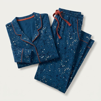 Ensemble de pyjama long en coton biologique pour femmes, imprimé, pyjamas pour femmes, vêtements de nuit écologiques pour femmes, vêtements de détente personnalisés pour femmes