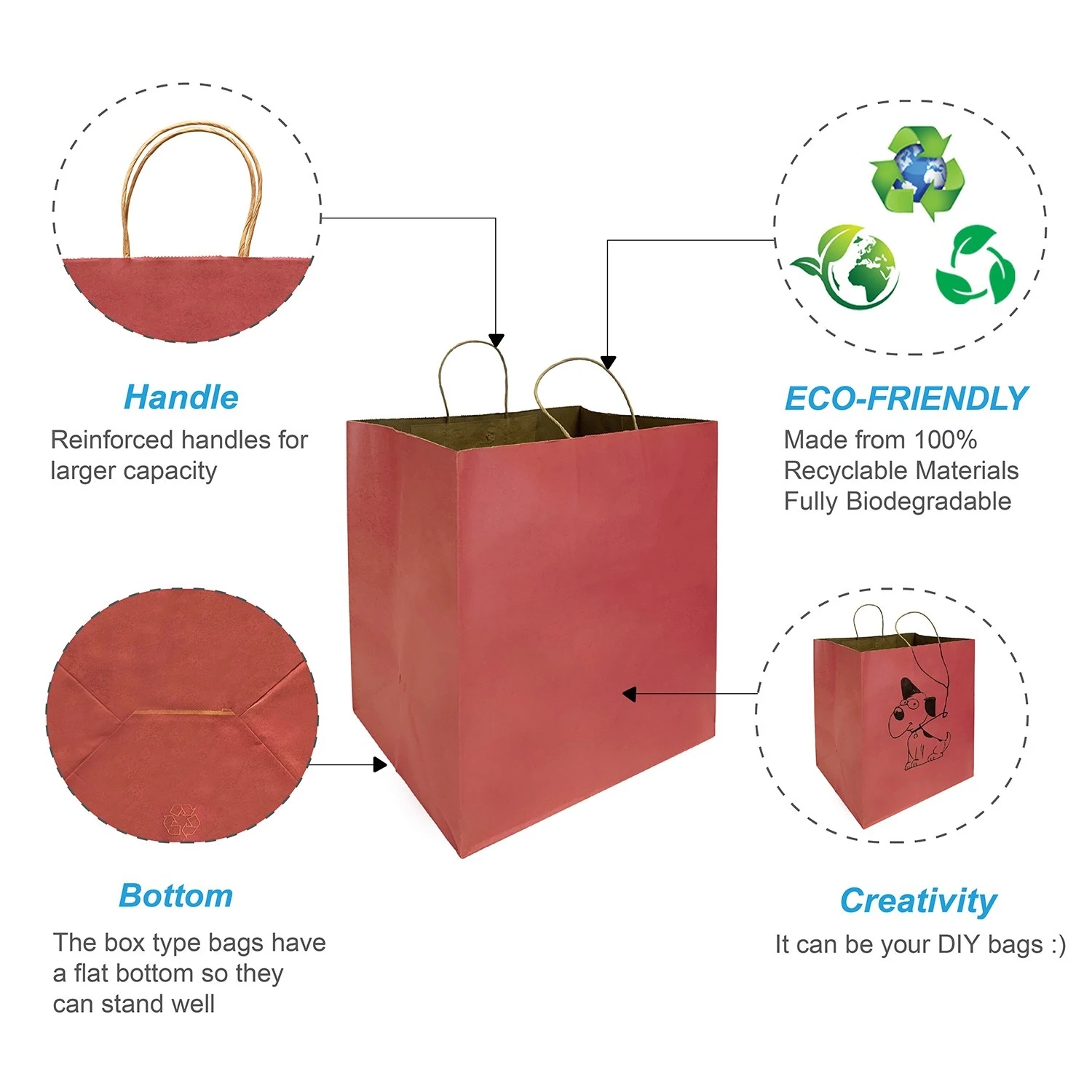 Burgundy Paper Bags with Twisted Handles 14x10<i></i>x15.75 inches