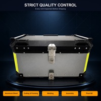 Boîte à bagages arrière pour moto en alliage d'aluminium argenté, étanche et verrouillable, 65L, vente en gros d'usine, boîte de rangement pour les voyages