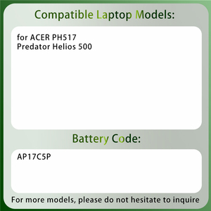 แบตเตอรี่แล็ปท็อป AP17C5P PH517-51 PH517-61 N17Q11 ของแท้ใหม่ สำหรับเปลี่ยนใส่โน้ตบุ๊ก <span class=keywords><strong>Acer</strong></span> Predator Helios 500 SERIES - Product Image 2