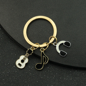 Lindo llavero <span class=keywords><strong>de</strong></span> música micrófono teclado guitarra auriculares estrella llavero cantante llaveros para Mujeres Hombres DIY joyería hecha a mano regalos - Product Image 6