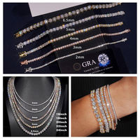 Collier Chaîne Tennis de Luxe pour Hommes et Femmes, Style Hip Hop, Bijoux Fins, en Argent S925, avec Diamants de Laboratoire et Moissanite VVS, 2MM 3MM 4MM 5MM