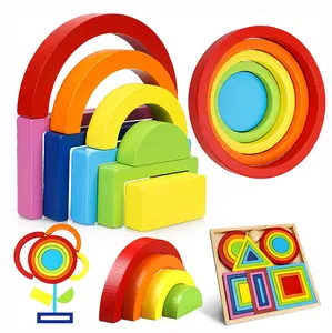 suppliers custom rainbow blocks wooden montessori toys games jeux monde montessori baby jouet en bois giocattoli