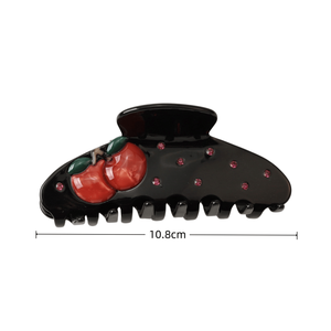 Nouvelle Arrivée Pinces à Cheveux en Acétate avec Strass Cerise pour Femmes, <span class=keywords><strong>Pince</strong></span> à Cheveux Vintage Type Requin, Accessoire Cadeau de Fêtes - Product Image 5