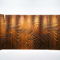 Panneau mural en MDF plaqué bois E0, sculpté en relief, sculpture 3D, revêtement cannelé pour mur d'accentuation d'intérieur d'appartement de luxe