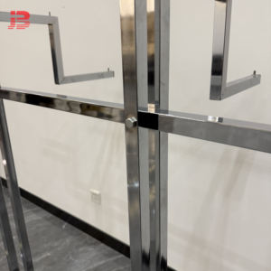 Espositore Metallico Quadrato per <span class=keywords><strong>Negozio</strong></span> di <span class=keywords><strong>Abbigliamento</strong></span> con 6 Bracci Dritti, Appendiabiti Cromato per Boutique - Product Image 6