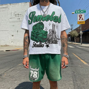 Short baggy de créateur personnalisé délavé à l'acide ensemble de t-shirts graphiques surdimensionnés ensemble de t-shirts et shorts en coton sérigraphie de haute qualité - Product Image 1