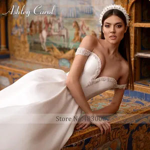 Ashley Carol <span class=keywords><strong>abito</strong></span> <span class=keywords><strong>da</strong></span> <span class=keywords><strong>sposa</strong></span> Delicate <span class=keywords><strong>tasche</strong></span> a cuore con perline dalle spalle abiti <span class=keywords><strong>da</strong></span> <span class=keywords><strong>sposa</strong></span> in raso Vestidos De Novia - Product Image 2