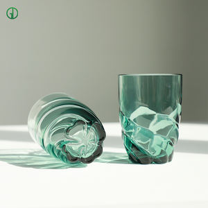 Taza de té de vidrio de borosilicato alto torcido personalizado, taza de agua para el desayuno doméstico, vasos de colores, vaso alto para beber Highball - Product Image 1