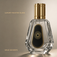Flacon de parfum vide en verre 50 ml, bouchon octogonal doré, atomiseur rechargeable, flacon pulvérisateur de luxe, vente en gros, logo personnalisé OEM