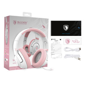 SADES Whisper BT Casque <span class=keywords><strong>de</strong></span> jeu filaire sans fil avec microphone rétractable et <span class=keywords><strong>bandeau</strong></span> réglable - Product Image 5