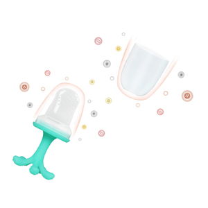 Tùy chỉnh mới hai-in-one tái sử dụng BPA miễn phí thân thiện với môi trẻ em trẻ mới biết đi trẻ sơ sinh ăn núm vú Teether Silicone bé trái cây trung chuyển - Product Image 5