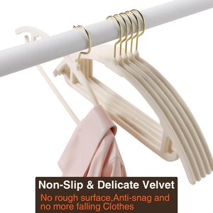 No Shoulder Bump Hanger with Gold Hooks Flocked Non-slip Space Saving Hanger Heavy duty for Closet Organizer - Product Image 6