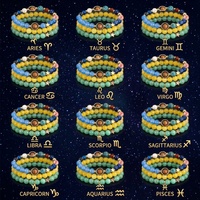 Ensemble de 3 bracelets du Zodiaque et du Système Solaire, pierres naturelles, breloque dorée, pendentif étoile, Bélier, Scorpion, cadeau d'anniversaire, vente en gros OEM