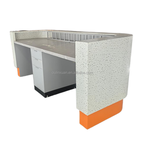 Mostrador de Recepción Comercial Moderno, Mesa de Recepción <span class=keywords><strong>para</strong></span> Oficinas, Vestíbulos, Salones, Clínicas, Tiendas Minoristas, Centros Comerciales, MDF y Metal - Product Image 5