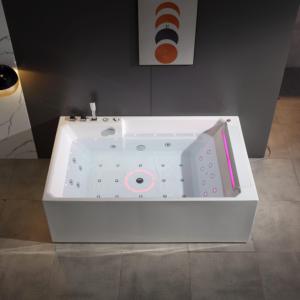อ่างอาบน้ำอะคริลิคสำหรับนวดผ่อนคลายสำหรับผู้ใหญ่ 2 คน ยี่ห้อ Hotel&Home พร้อมระบบนวดจากุซซี่ อ่างน้ำร้อนทันสมัยสำหรับครอบครัว ใช้ในบ้าน พร้อมหมอนและระบบน้ำตก - Product Image 2