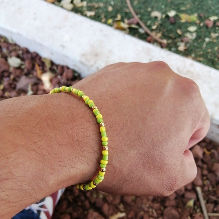 Stainless Steel Orula Protection Bracelet - Green & Yellow Beads, Unisex Good Luck Amulet For Men & Women - View #5