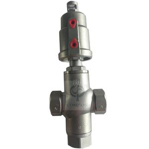 Válvula de asiento de pistón de ángulo de tres vías con roscado BSP hembra neumática sanitaria CF8 SS304 - Product Image 4