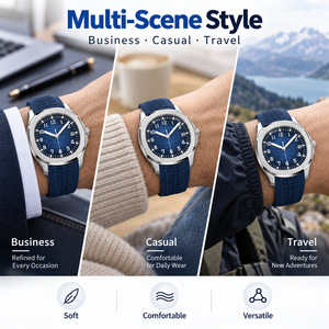 Bracelet de montre en caoutchouc silicone de 21 mm, bracelet de remplacement pour Patek Aquanaut <span class=keywords><strong>Philippe</strong></span> PP 5164A 5167A, style <span class=keywords><strong>sport</strong></span> plongée - Product Image 5