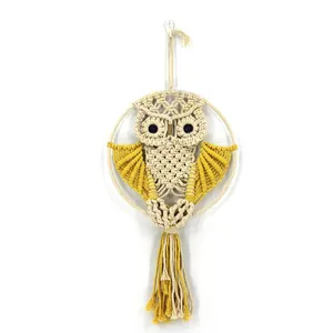 Trang trí nội thất trang trí dệt bông sợi dây thừng sản phẩm thủ công tường treo macrame Owl