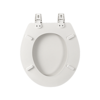 Abattant de toilettes en bois moulé au design moderne avec charnières en plastique, fermeture douce, forme ronde pour toutes les tailles