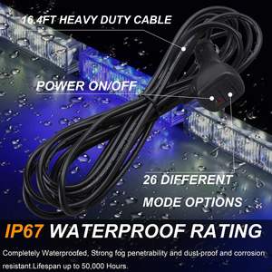 36 pouces 32 <span class=keywords><strong>LED</strong></span> bleu blanc feux d'avertissement stroboscopiques d'urgence 16 pieds cordon droit pour conseiller en trafic Auto intérieur lumière de conseiller - Product Image 6