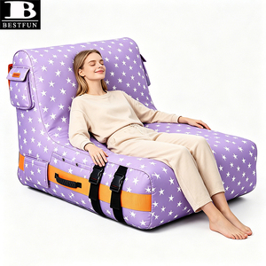 Canapé gonflable à double chambre d'air, chaise longue stable avec housse en tissu résistant à l'eau pour intérieur, extérieur, patio, piscine - Product Image 6