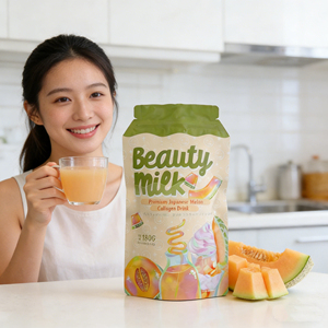 Nouveautés 2026 : Lait en poudre beauté visage saveur melon faible en sucre, boisson premium au collagène hydrolysé, acide hyaluronique et vitamine C - Product Image 2