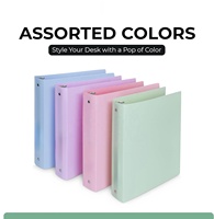 Classeur à 3 anneaux de 1,5 pouce, classeur flexible pastel avec poche, capacité de 280 feuilles, pour la maison et les fournitures scolaires