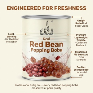 Perlas explosivas de castaña de agua Halal de fábrica, 850g en lata, de explosión instantánea, bajo MOQ, OEM, para té con leche, <span class=keywords><strong>helado</strong></span> y postres - Product Image 3