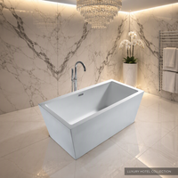 Baignoire autoportante rectangulaire en acrylique blanc avec drain central, 1500x800x600mm, pour adultes