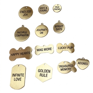 Vente en gros de médailles d'identification pour animaux de compagnie en métal plaqué or poli <span class=keywords><strong>moderne</strong></span> - Laiton vierge pour impression sérigraphique, gravure laser, médailles personnalisées pour chiens - Product Image 1