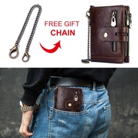 Dompet Kulit Pria, Resleting Modis, Lapisan Gesper, Dompet Kulit Sapi, Tas Kartu Kredit Multi Slot, Dompet Tahan Lama