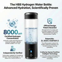 PHYFLOW Bouteille d'eau froide riche en hydrogène, modèle privé, sans BAP, technologie Tritan PEM, 8000ppb, chargement USB, 320ml, utilisation extérieure et automobile