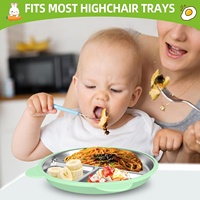 Nouvel ensemble d'alimentation pour bébé en gros, personnalisé, sans BPA, comprenant un bol en silicone, une assiette à succion en acier inoxydable et des bavoirs
