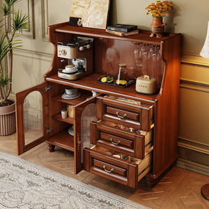 Aparador Retro Americano de Madera Maciza de Caoba, Mueble de Almacenamiento Grande para Vino, Mueble para Sala de Estar o Cocina - Product Image 3